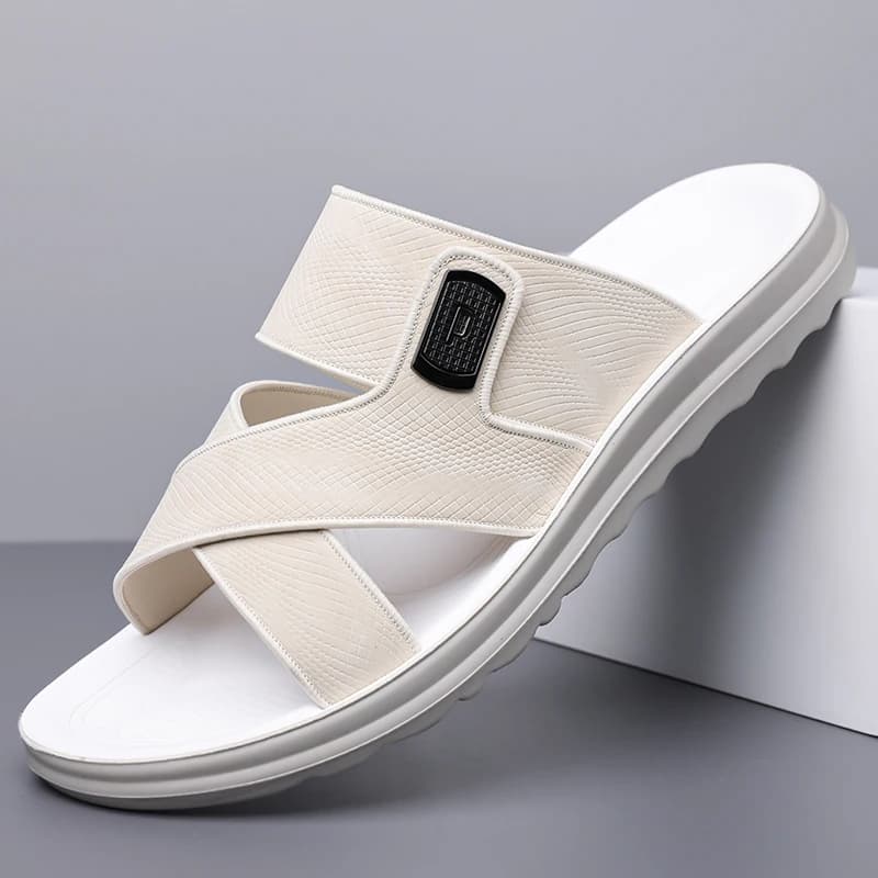 Men's Summer Slip-On Slippers Comfortable Breathable Sandals for Outdoor Driving Anti-Slip Soft Bottom Beach Shoes-9026