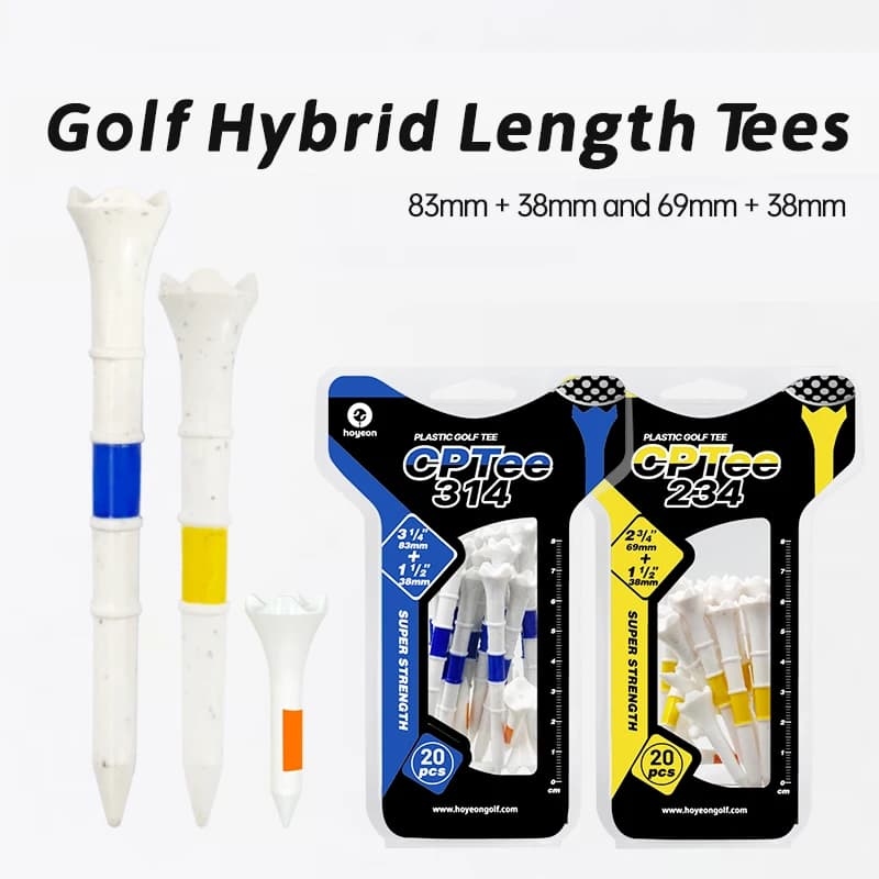 Hoyeon Golf Plastic Hybrid Tee Long and Short Combination Tees 83Mm+38Mm/69Mm+38Mm