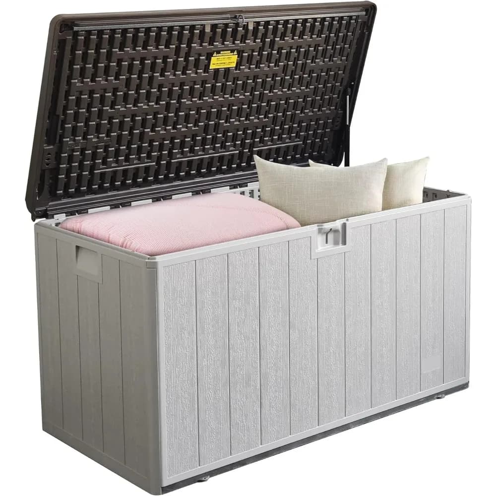 Scatola con ponte in resina da 110 galloni pro, contenitore esterno impermeabile per patio, bordo piscina e giardino, con serratura e resistente ai raggi UV, ideale per