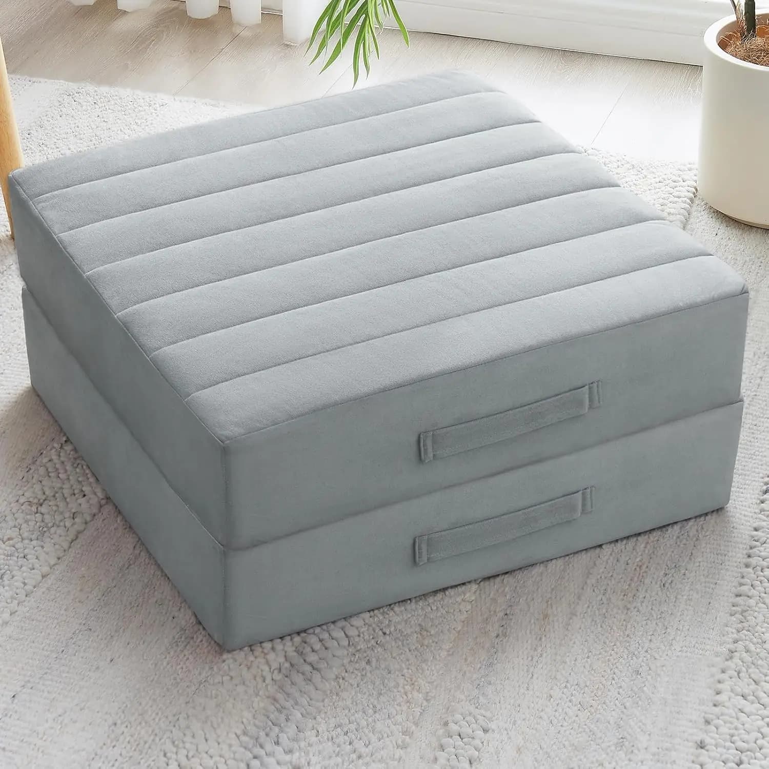 High Density Foam Floor Pillow for Adults - Large Floor Cushion with Soft Tufted Cover for Yoga, Meditation, and Outdoor Seating