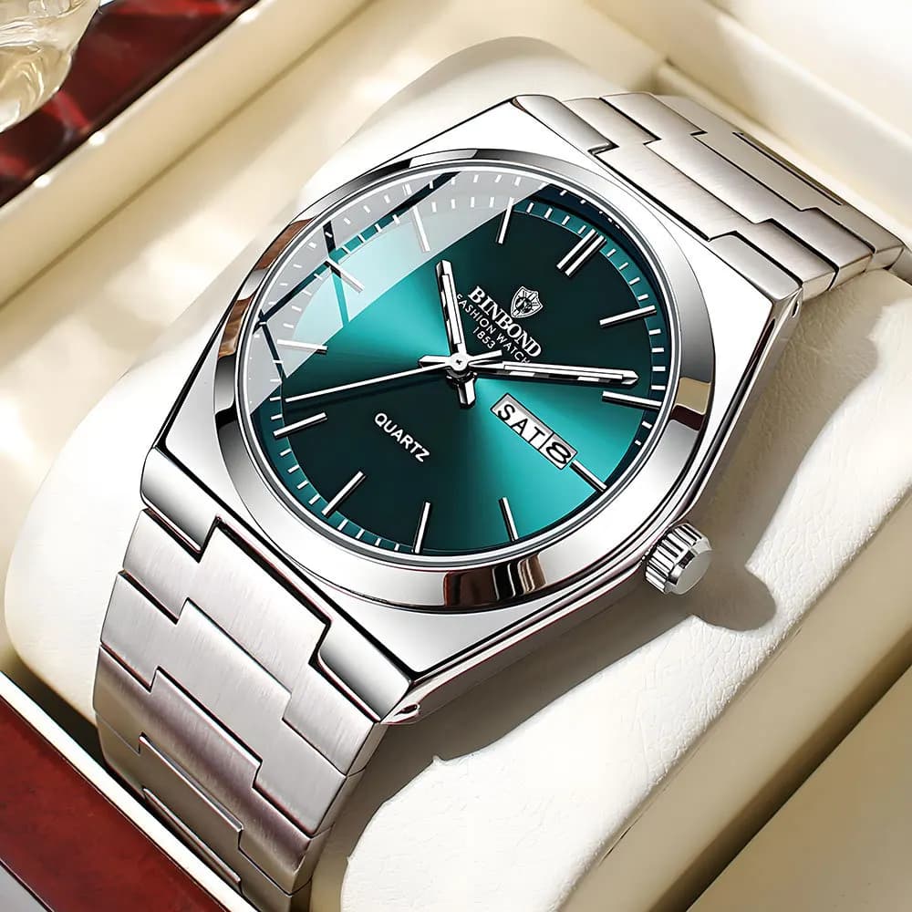 UTHAI Men's Light Luxury Brand Stainless Steel Watch With Double Calendar, Waterproof, Men's, For Free, Fashionable, With Quartz Watch