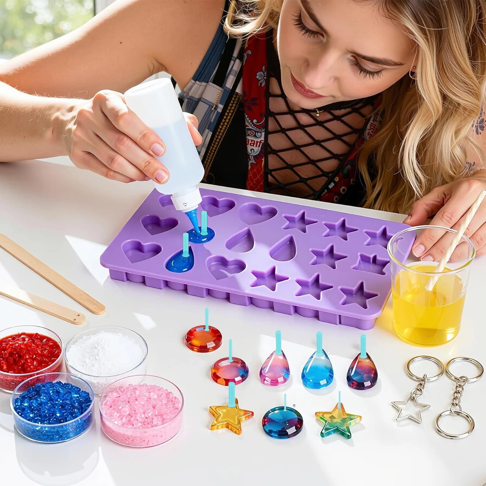 35pcs Resin Hole Maker Set 2-8mm No Drilling Tool for Epoxy UV Resin Jewelry Making DIY Keychain Pet Tag Silicone Mold Tools