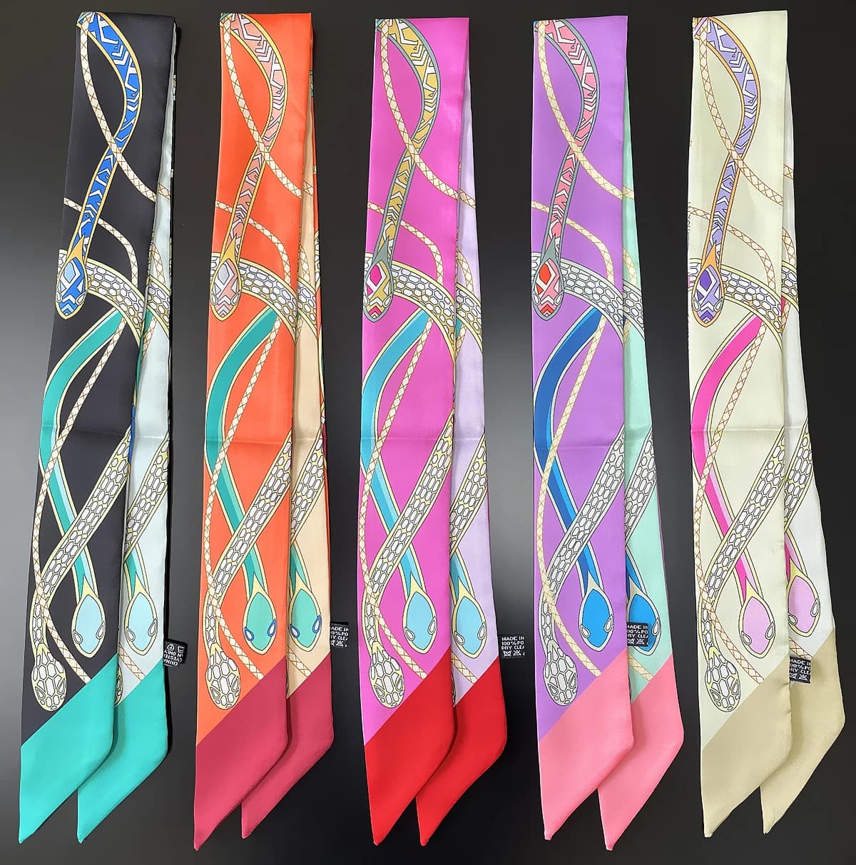 New Design Brand Colorful Snake Twill Silk Scarf Women's Luxury Scarf Scarf Slim Bag Scarves Neck Fazzoletto Fashion Hair Band