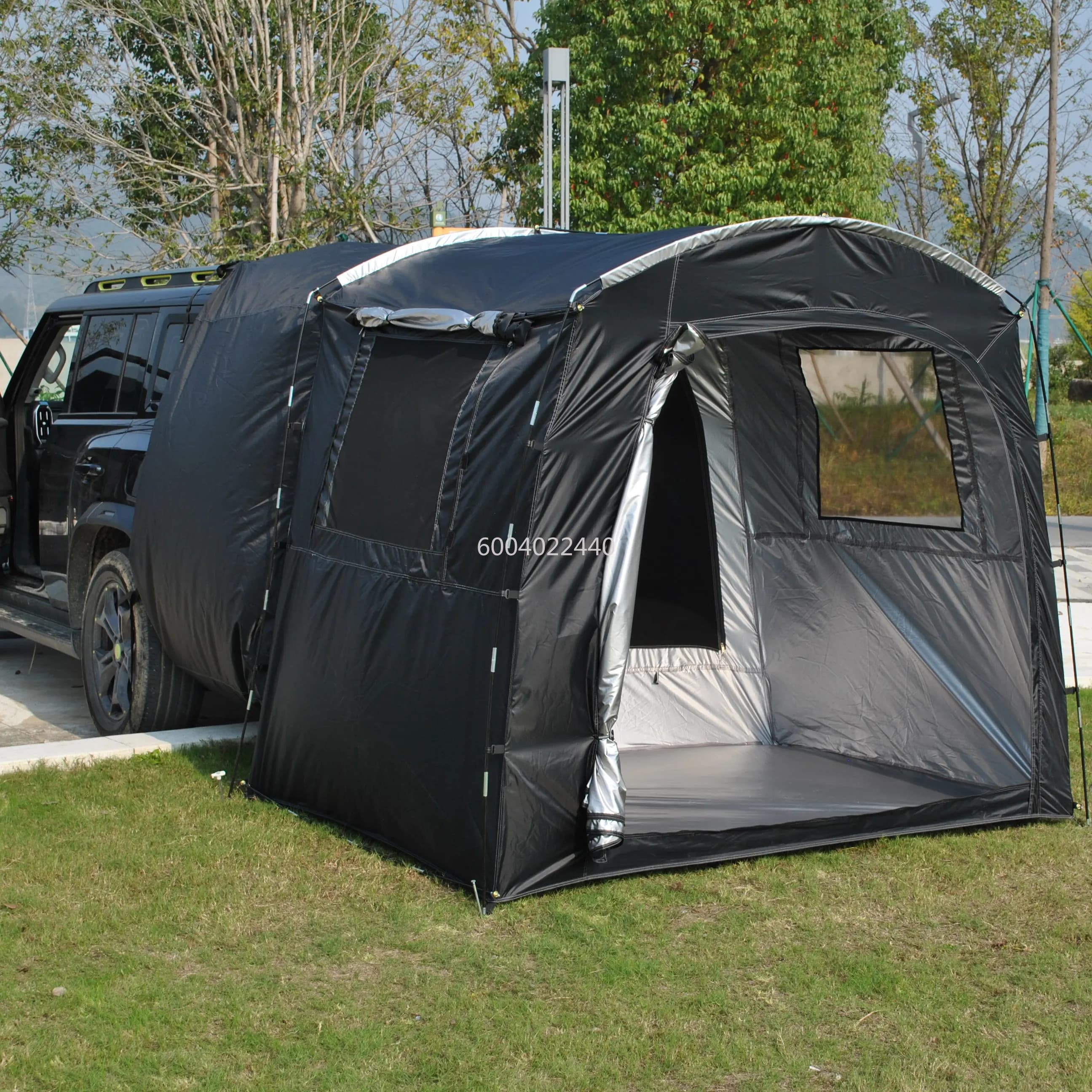 For SUV Car Truck Freestanding Tailgate Tent 2-Person Camping Canopy with Compartment Mesh Net Windproof Car Rear Trunk Shelter