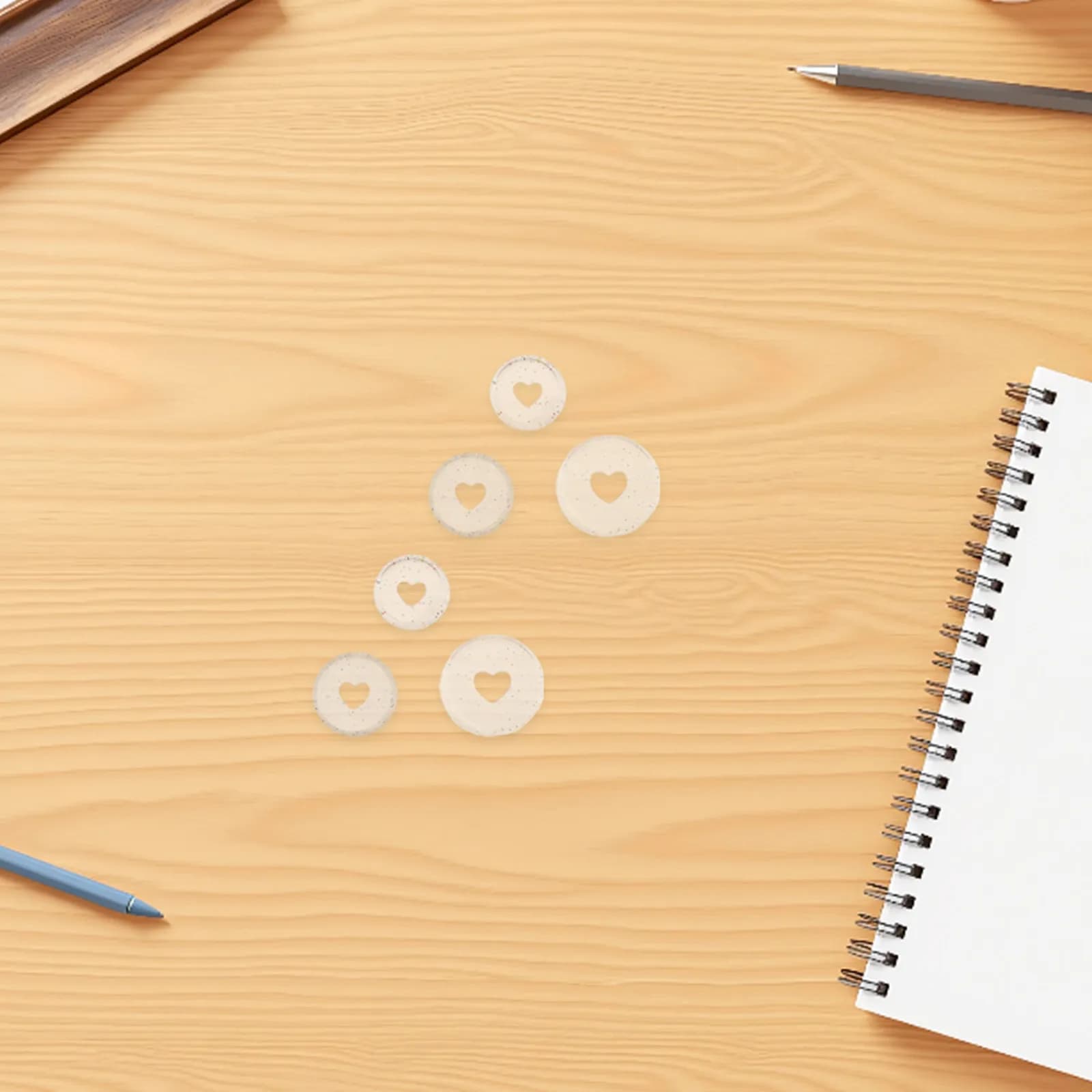 45Pcs Heart Planner Binding Discs Plastic Clear Glitter Expander Scrapbooking Loose Leaf Notebook Expansion Rings