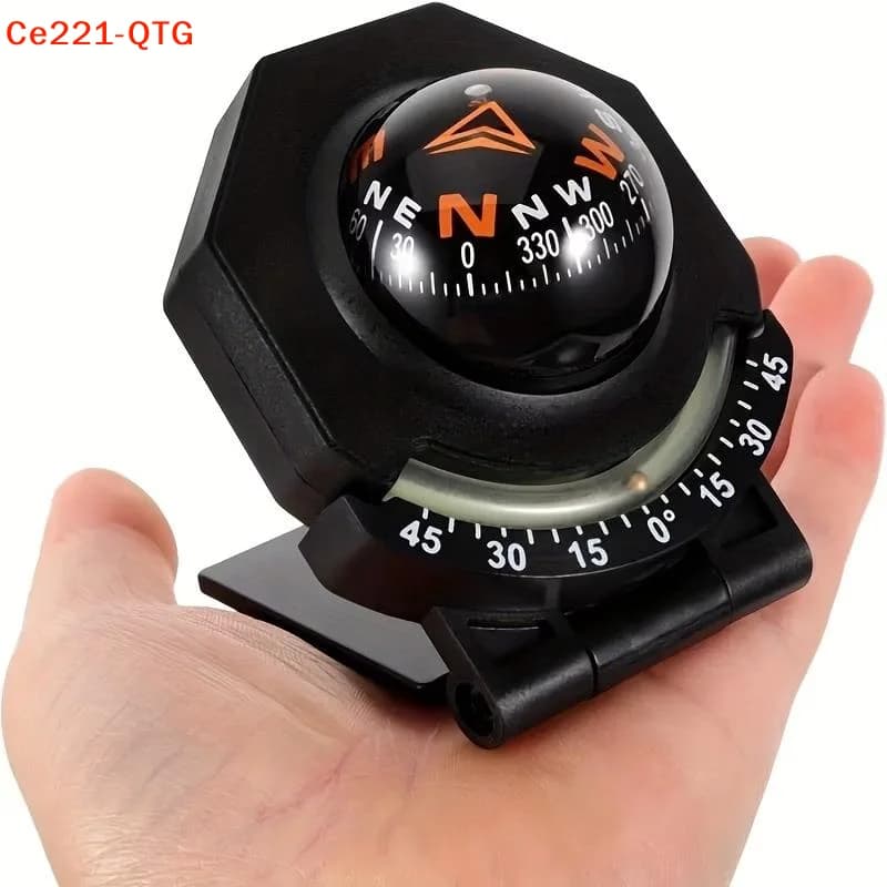 Car Dashboard Compass With Slope Meter 2-In-1 Foldable High Precision Car Mount Compass Ball Compass For Vehicle Boat