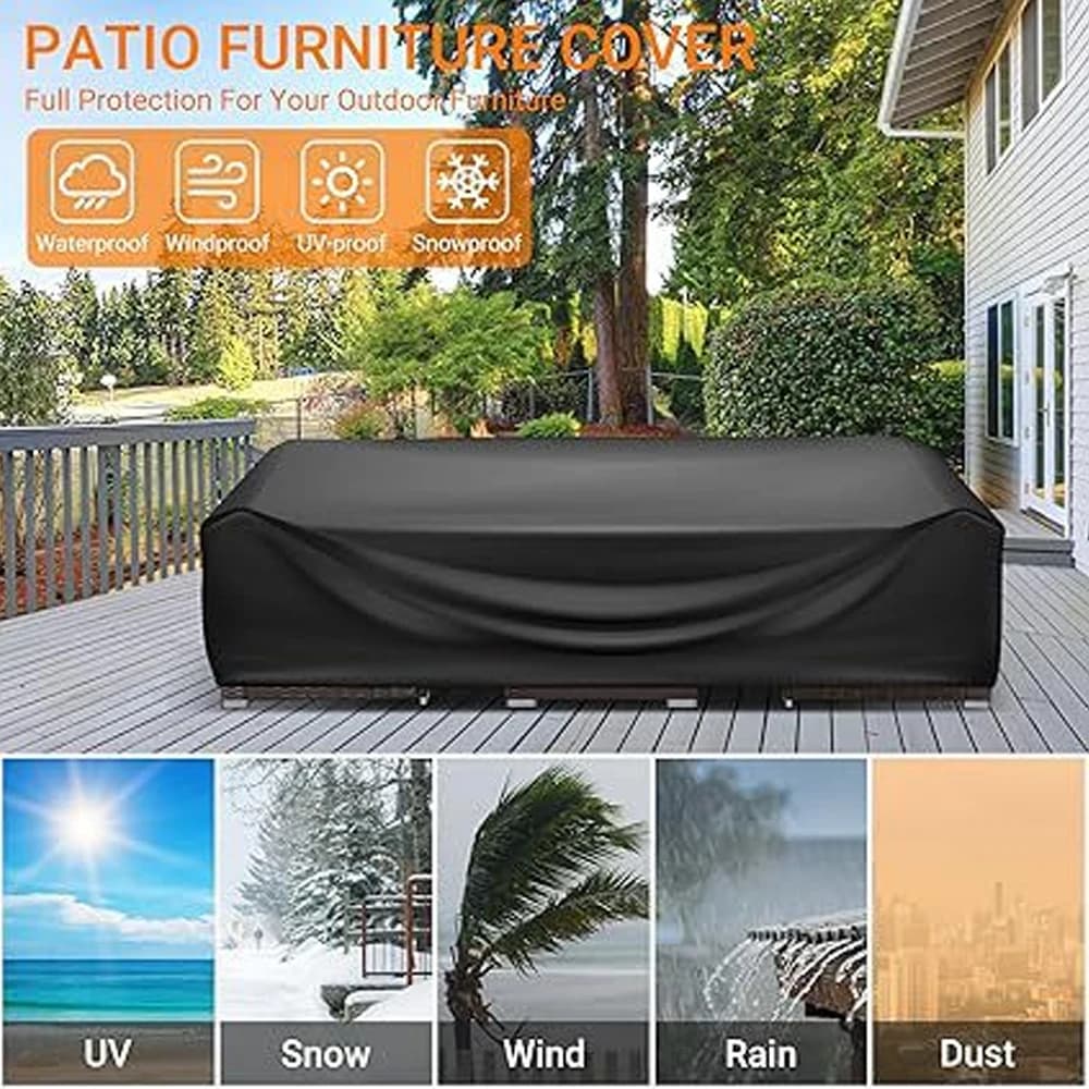 420D Heavy Duty Outdoor Garden Furniture Cover Waterproof Windproof Anti-UV Patio Sofa Table Chair Cover Rain Dust Protection