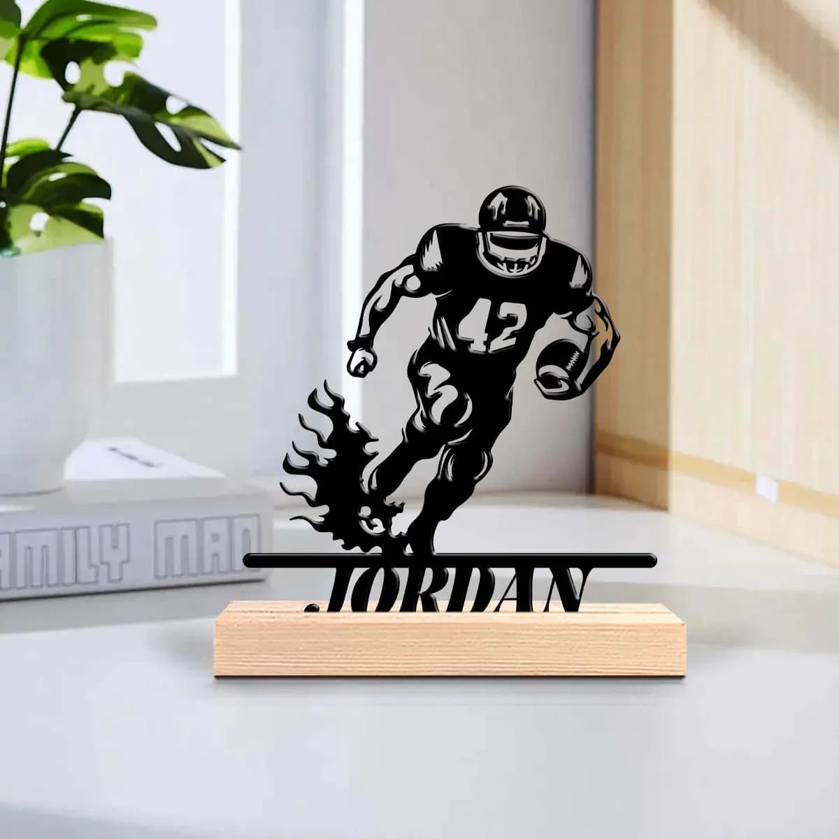 1pc Interesting Desktop Metal Statues Custom Content With Wooden Base Bar Decoration, Holiday Gifts