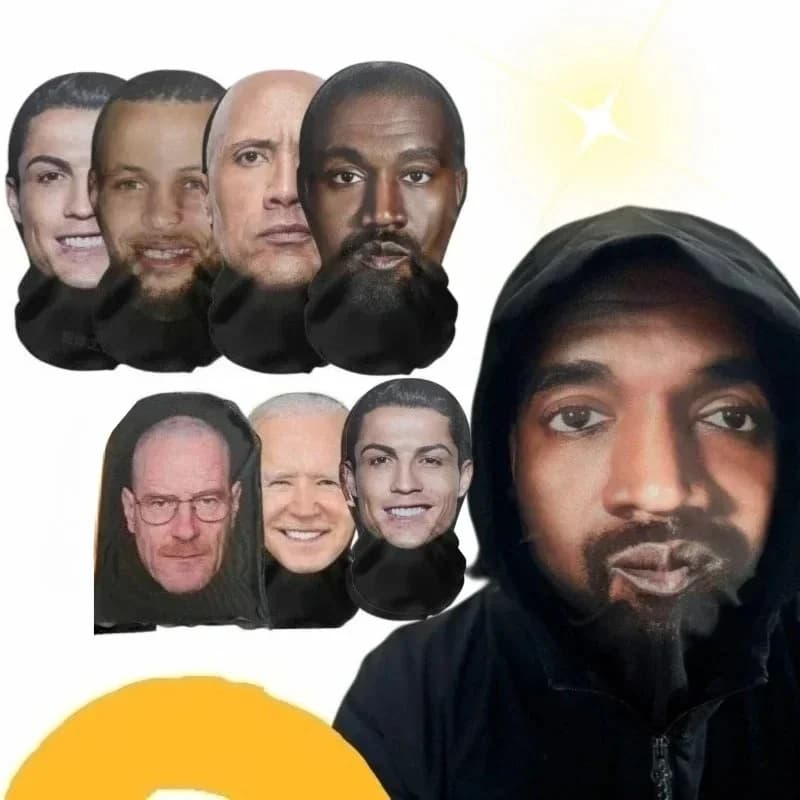 3D Printed Kanye Mask Elastic Mesh Full Face Mask for Cosplay Headwear Hip Hop Fashion Balaclava Hood Hat Headgear 2026