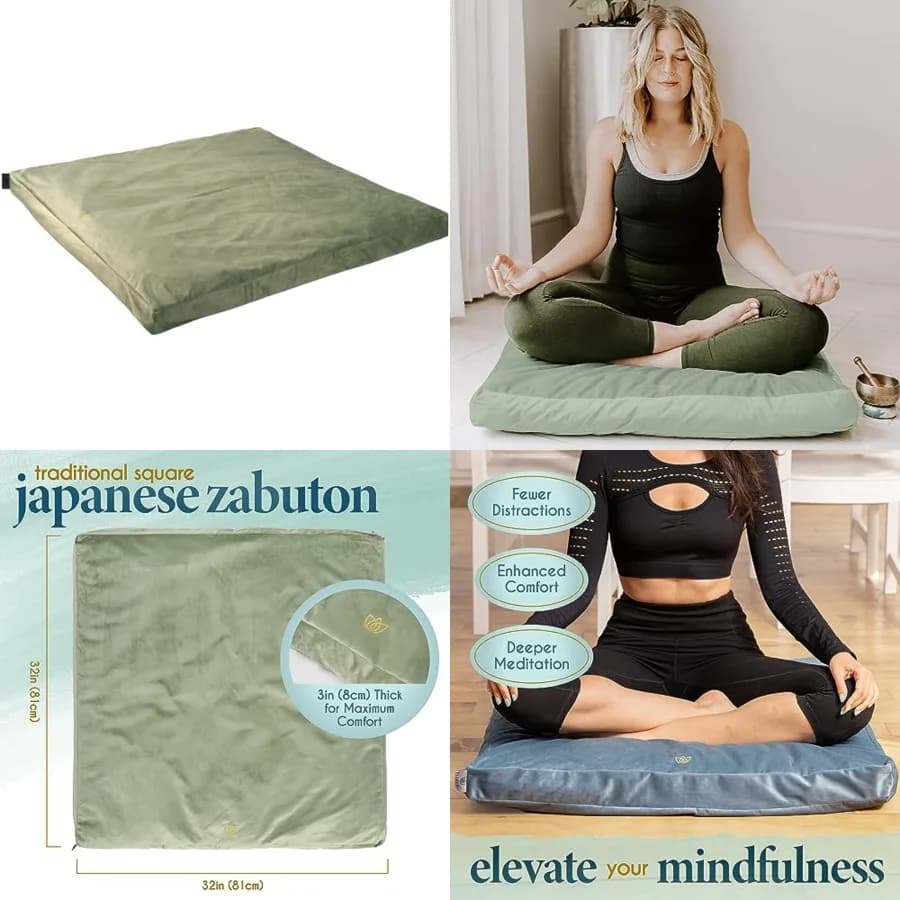 Meditation Mat Zabuton, Velvet Floor Cushions for Sitting, Meditation Cushions and Pillows with 100 Cotton Insert, Yoga Cushion