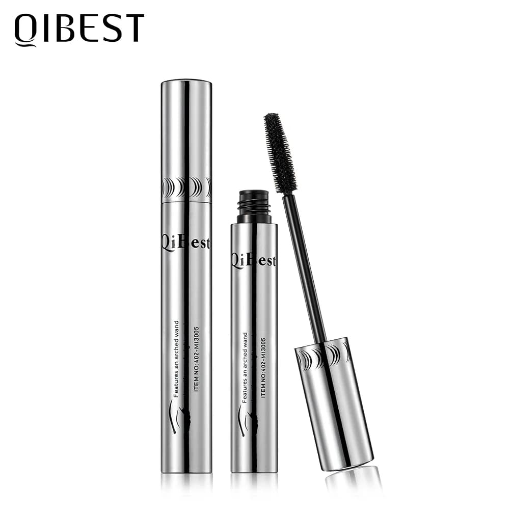 QIBEST 4D Black Mascara Waterproof Curling Eyelash Elongation Rimel Mascara Women Thick Professional Makeup Silk Fiber Mascara