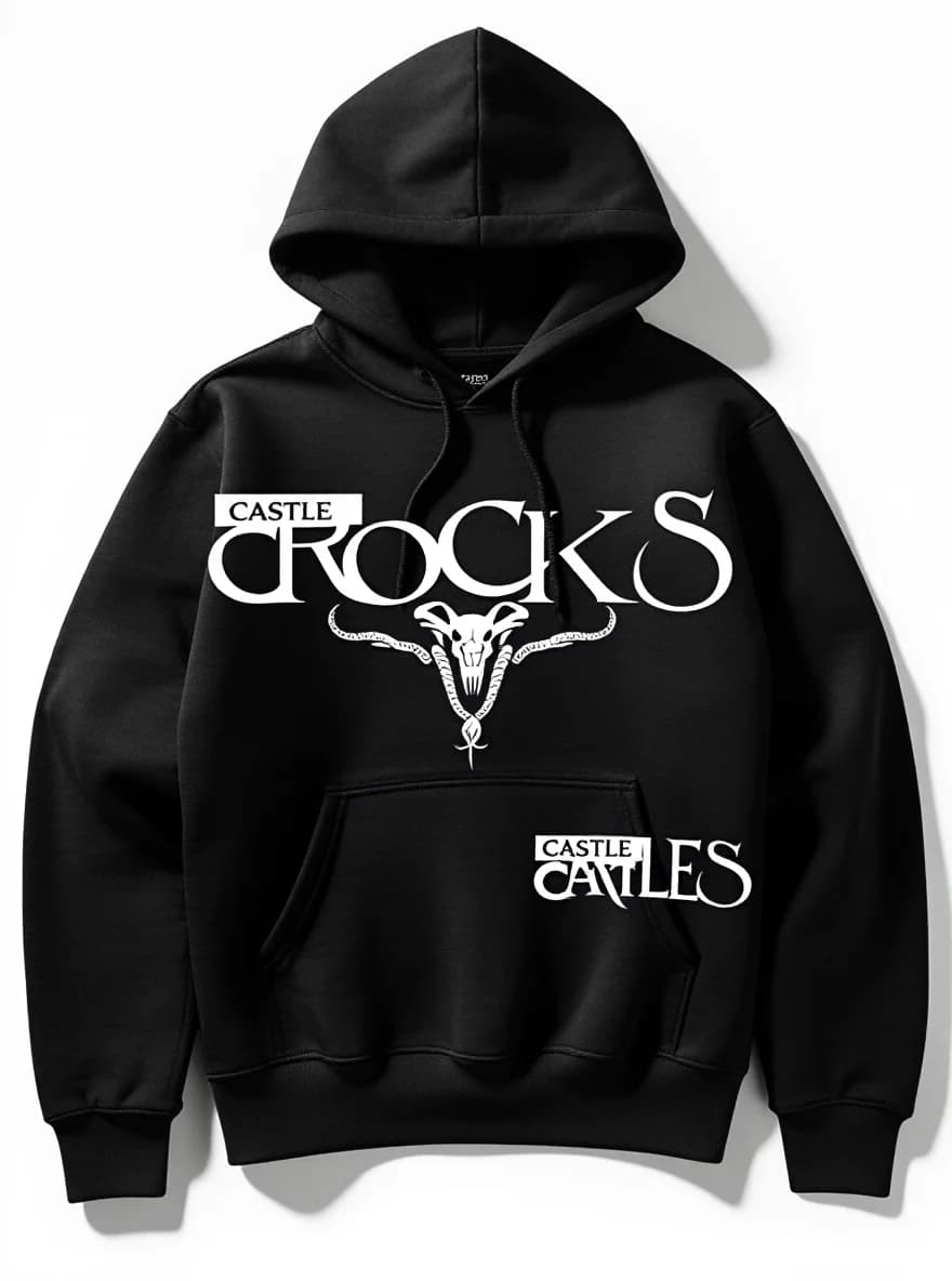 Unisex Black Hoodie Crooks & Castles, white logo, oversize, for all seasons, washable in washing machine