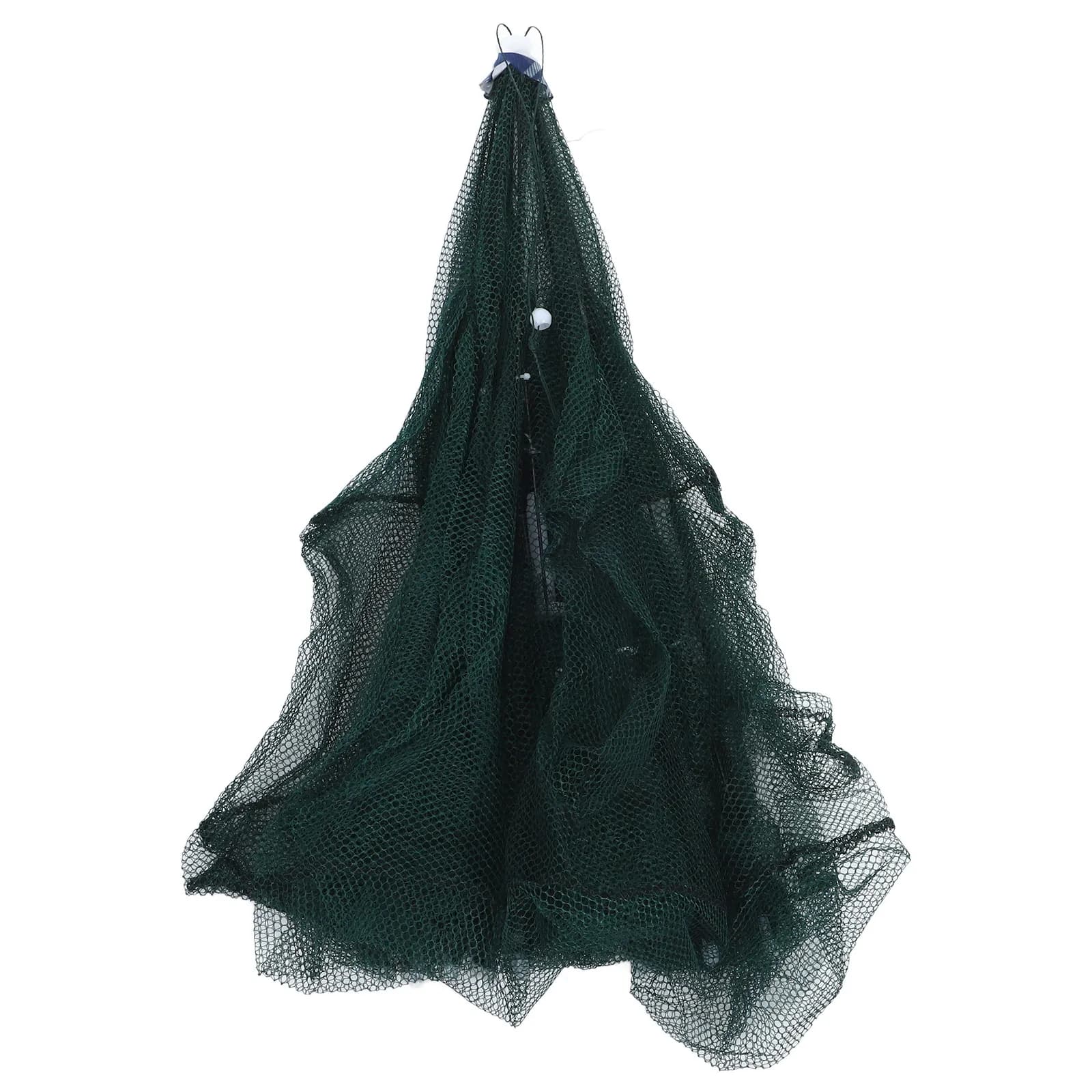 1Pcs Portable Foldable Shrimp Net 16 Holes Green Compact Crab Lobster Fishing Trap Mesh Hole Fishing Cage Accessories