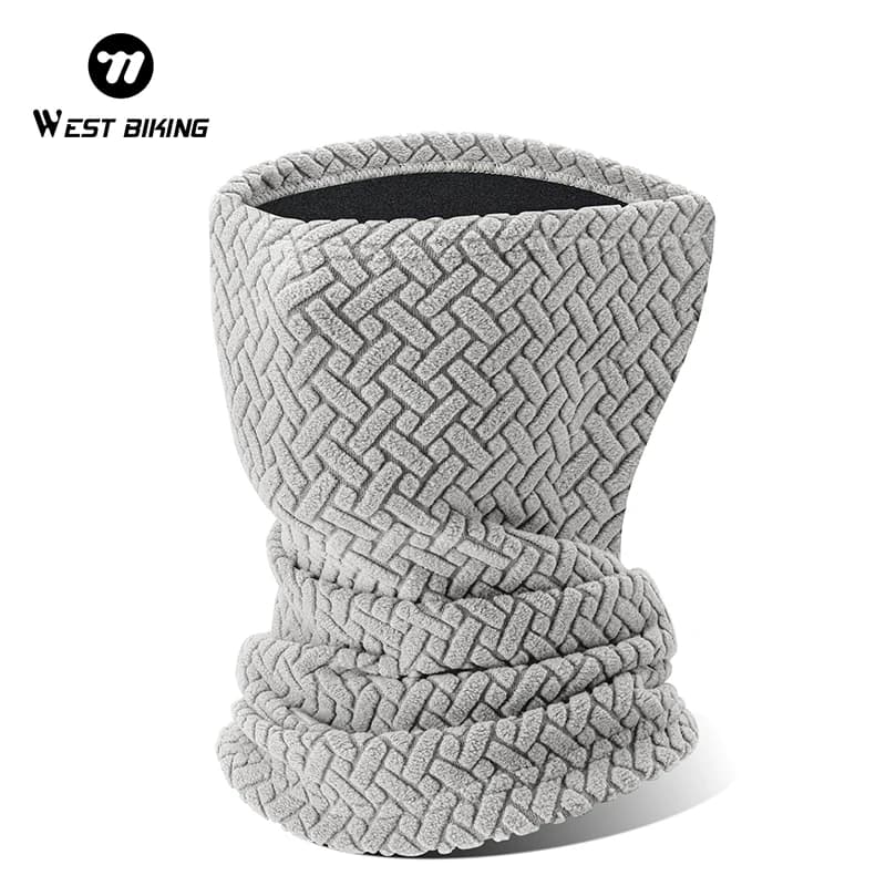 WEST BIKING Winter Cycling Scarf Jacquard Fleece Face Bandana Double Layer Thickened Neck Warmer Windproof Thermal Sport Gear