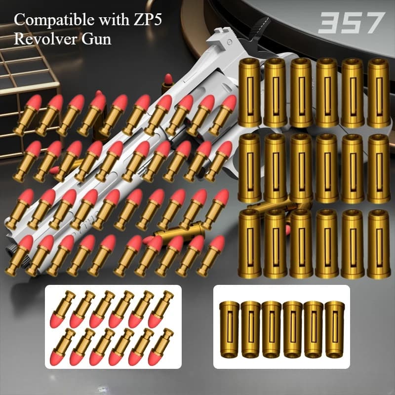 Proiettili Morbidi EE-Soft Compatibili con Pistola Revolver ZP5, Simulazione di Espulsione a Raffica 357, Accessorio per Pistola Giocattolo per Adulti e Bambini