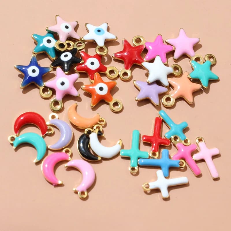20 pezzi in acciaio inox smalto croce Srat cuore piccoli ciondoli ciondolo gioielli fai da te che fanno accessori risultati per orecchini braccialetto