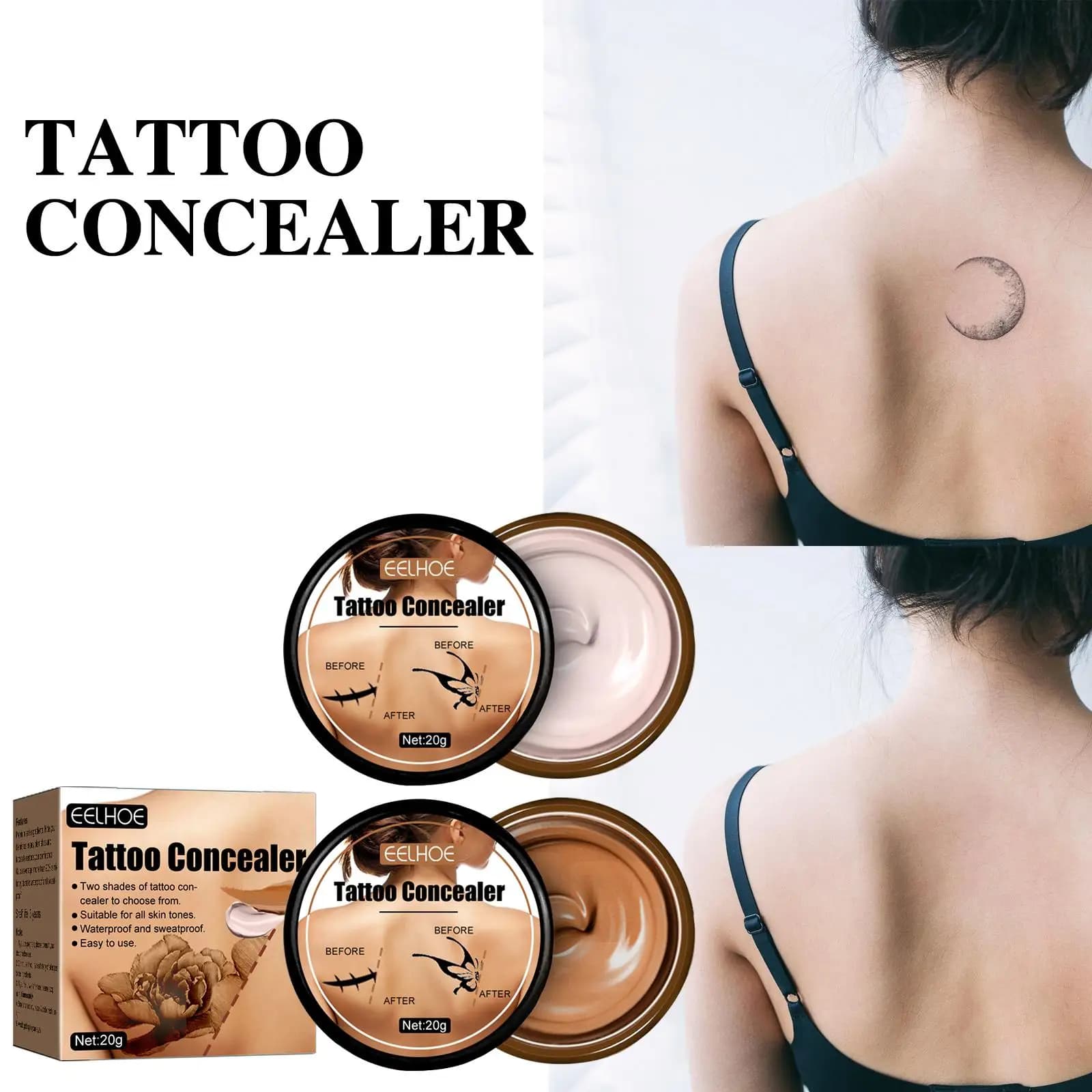 EELHOE Impermeabile Tattoo Correttore Copertura Cicatrice Trucco Illumina Fondotinta Crema Lentiggine Paese Correttore Crema di copertura del corpo
