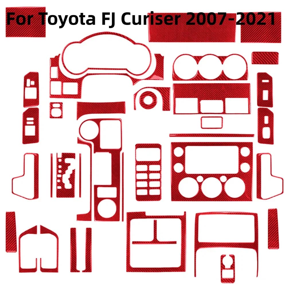 Per Toyota FJ Cruiser 2007-2021: Adesivo in fibra di carbonio per maniglia interna della portiera, specchietto e pannello pulsanti di controllo centrale - Accessori