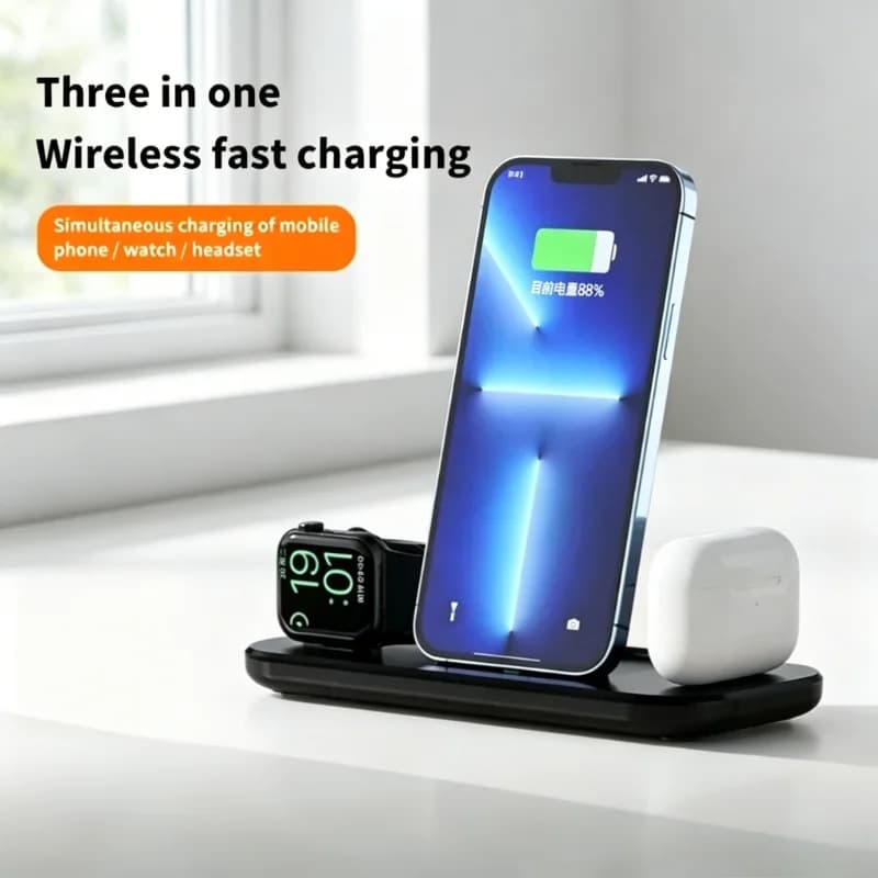 3 In 1 Wireless Charger Stand Pad For iPhone 14 13 12 11 X XR XS Max Airpods Pro Apple Watch 11 10 9 8 Fast Charging Station