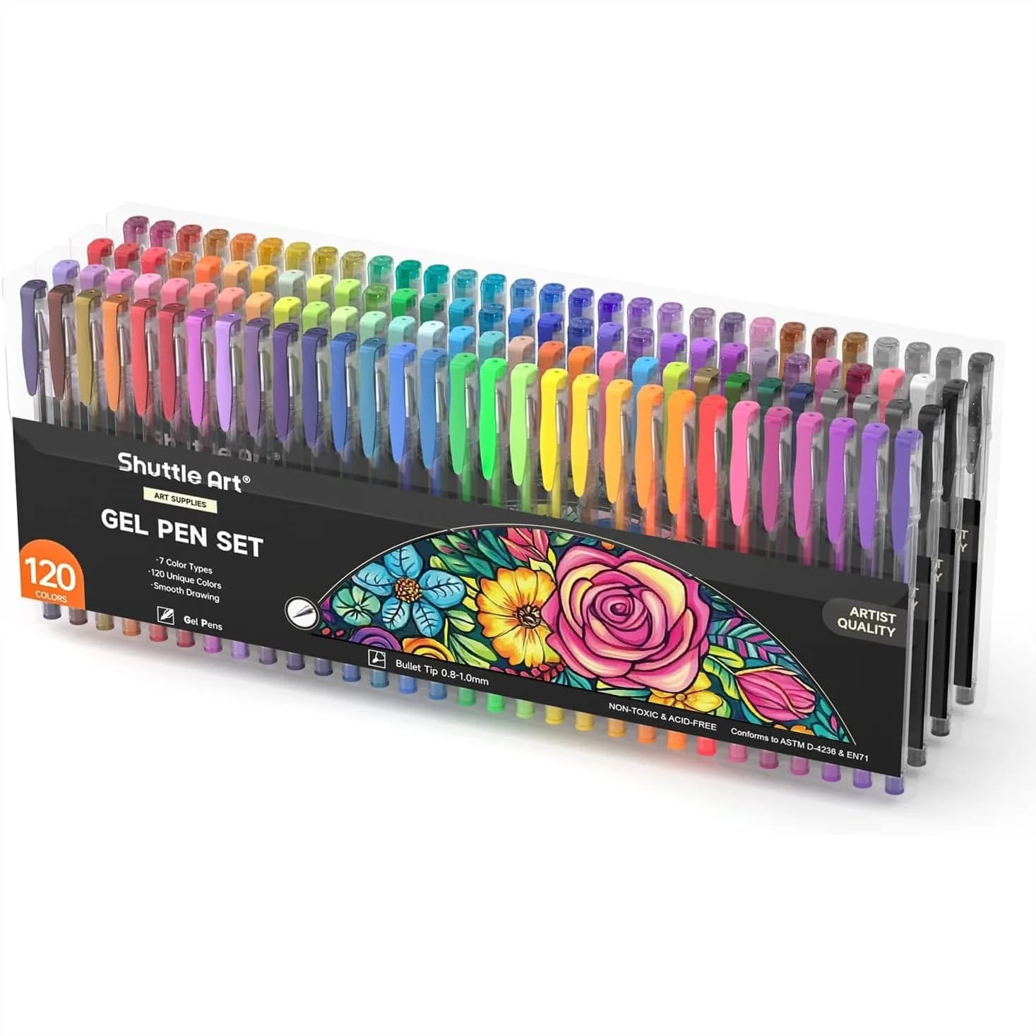 Set di 120 Penne Gel in Colori Unici per Libri da Colorare per Adulti, Pennarelli Artistici con Glitter, Neon e Colori Pastello