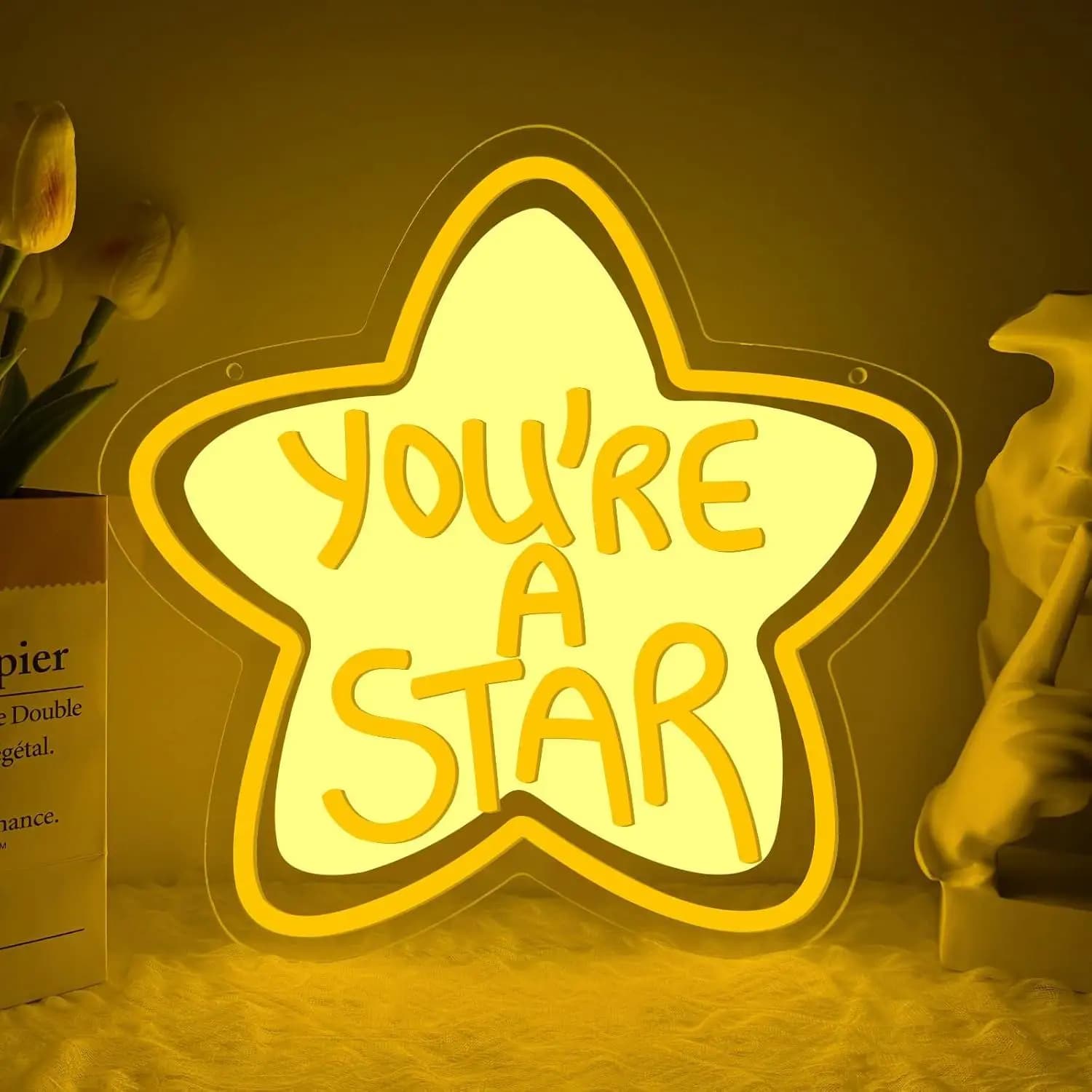 You're A Star Neon Sign USB Dimmable LED Light for Bedroom Club Party Kids Rooms Classrooms Inspirational Decor Gift Night Light