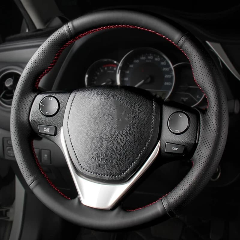 Anti-Slip Black Leather Car Steering Wheel Cover for Toyota RAV4 2013-2019 Corolla 2014-2019 Auris 2013-2016 Scion iM 2016