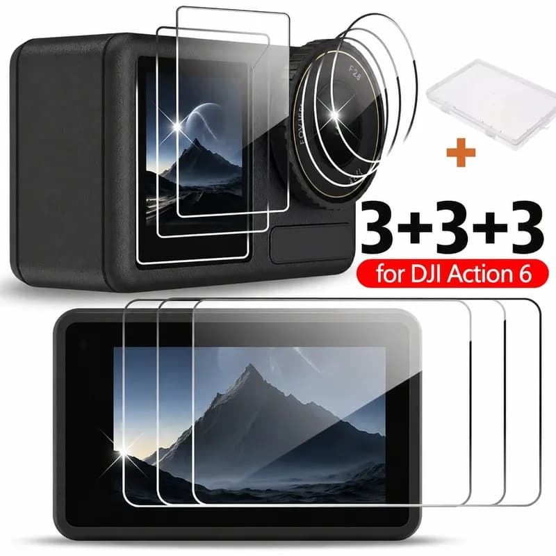 Tempered Glass Screen & Lens Protector For DJI Osmo Action 6, 9H HD Anti-Scratch Camera Film, 1/2/3 Set Available Ready Stock
