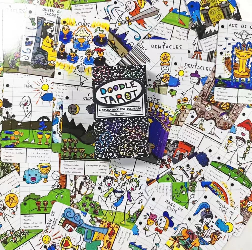 Doodle Tarot cards Deck Fortune Telling Game strumenti di divinazione
