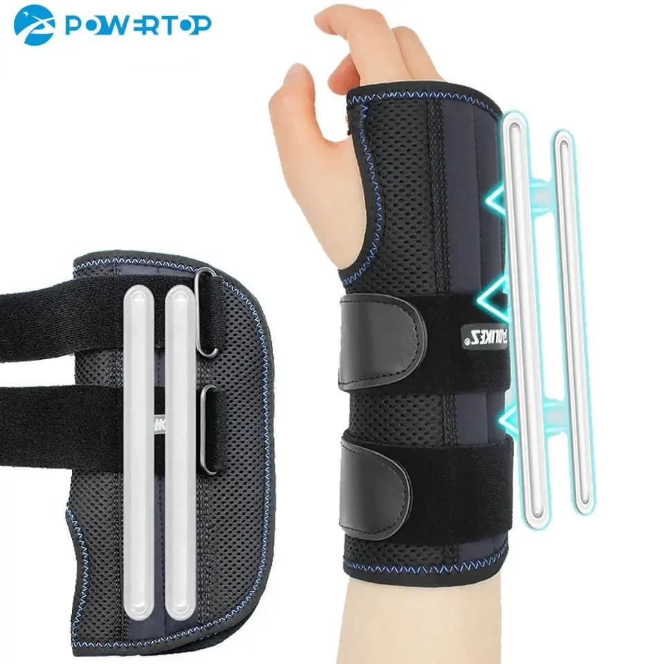 Supporto per polso sportivo con 2 cinghie e stabilizzatore in metallo - Aiuta a alleviare il dolore da tendinite e artrite (1 pezzo)