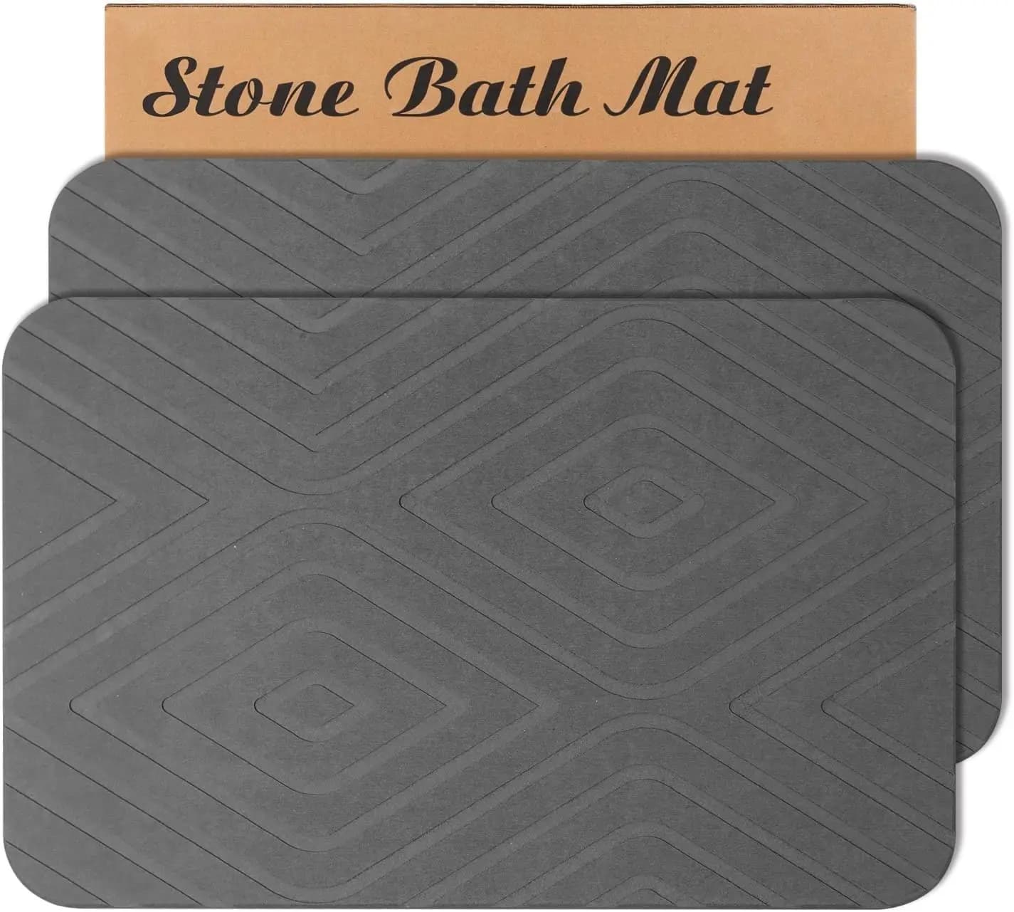Set di 2 Tappetini da Bagno ad Asciugatura Rapida, Antiscivolo e Super Assorbenti per Doccia e Cucina, Grigio 24x15