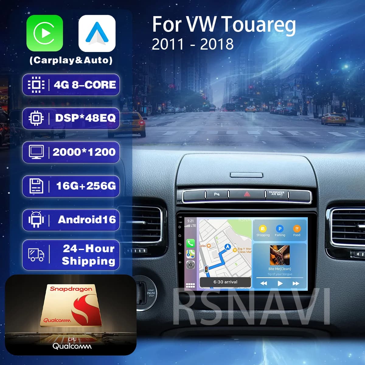 Android 16 Carplay Player For Volkswagen Touareg FL NF 2010 - 2018 Auto 2K Screen Car Radio Multimedia Auto Stereo BT navigation