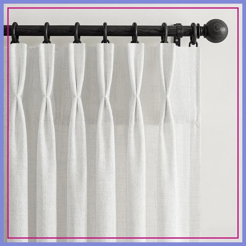 Tende Trasparenti in Lino, Lunghe 96 Pollici, 2 Pannelli, Filtranti Luce, Stile Rustico, con Ganci e Anelli, Beige Bianco