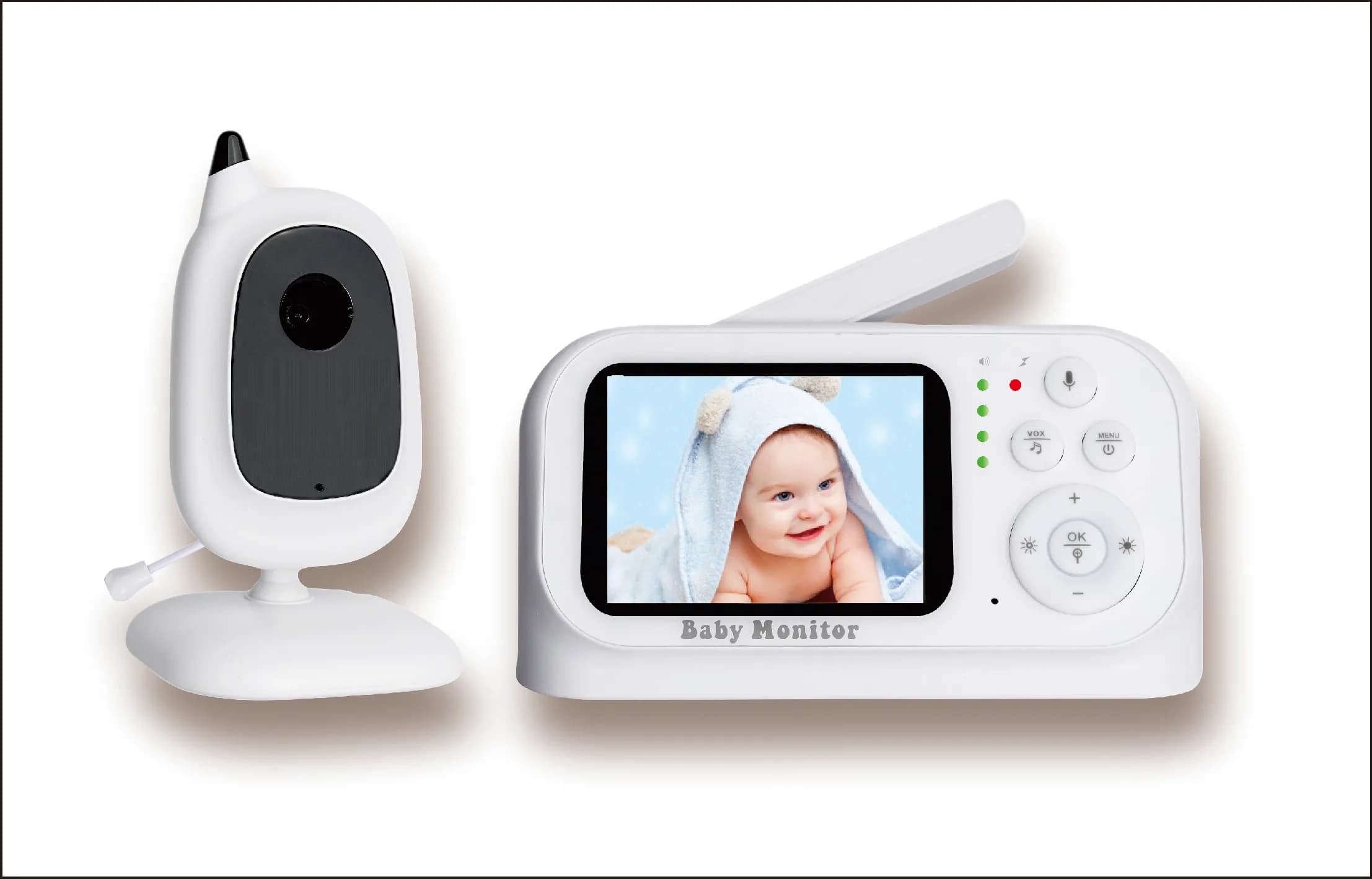 Schermo da 3,2 pollici Monitoraggio della temperatura Citofono Baby Monitor Visione notturna IR Alimentazione Ricorda BabySitter Camera