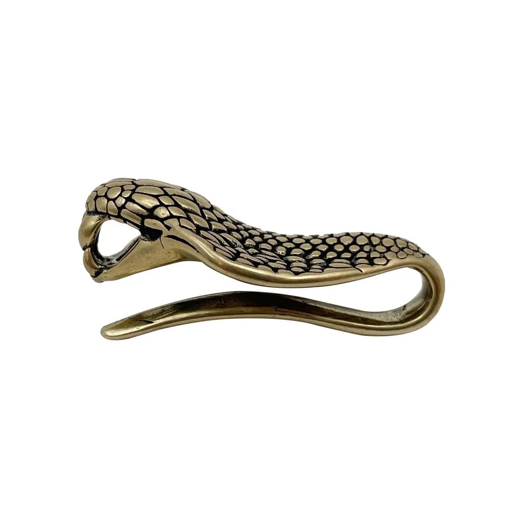 Clip per cintura in vita a forma di serpente Clip per soldi in ottone Piccolo strumento per esterni EDC Fibbia per cintura in rame bianco serpente