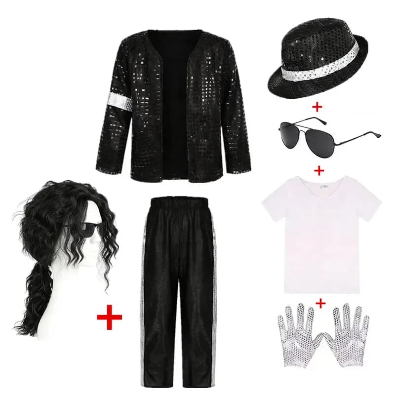 2026Michael Jackson Kids Clothes Halloween Cosplay Birthday Party Dance Children's Costume Pop Rock Superstar Boys Girls Outfits