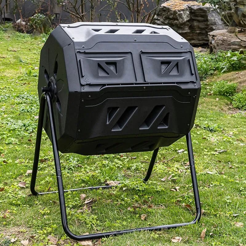 160L Large Outdoor Compost Bin Plastic Garden Waste Fermentation Container for Leaves Grass Clippings Organic Fertilizer