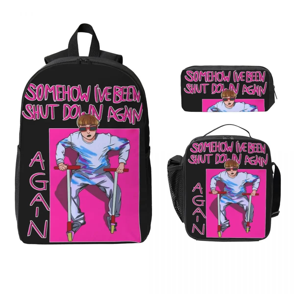Oliver Tree Hip-Hop Vintage Kids Backpack Lunch Box Pencil Boxes for Boys Girls Backpacks Schoolbag Bookbag Set