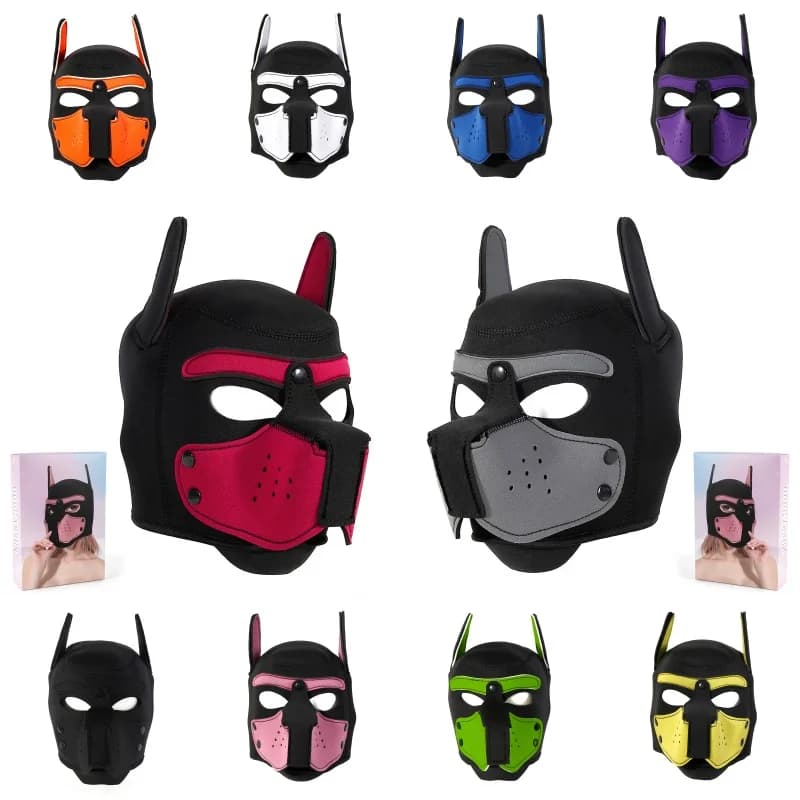 Maschera in Latex Sexy con Bocca Aperta e Orecchie, 10 Colori, per Halloween, Coppie, Maschera Integrale Fetish, Nuovo Gioco Erotico