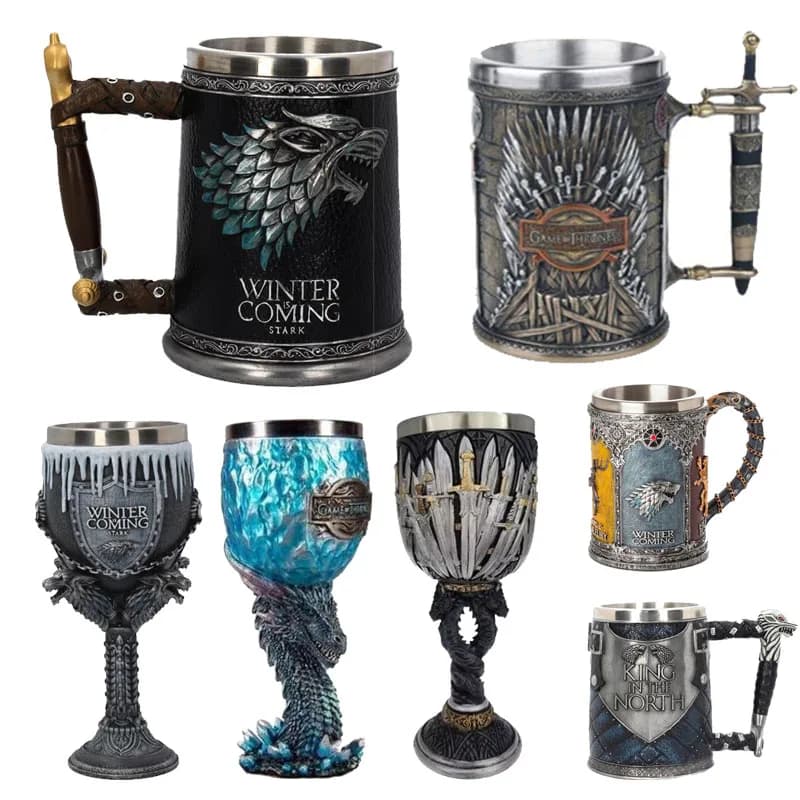 Game of Thrones Figure Mug Goblet Stainless Steel Resin Beer Tankard Wine Glass Mugs Party Drinkware Decoration Christmas Gift