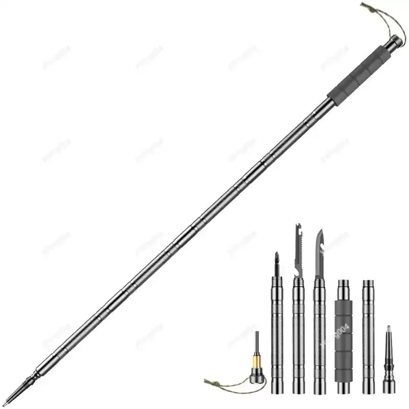 Foldable Multi-Functional Trekking Poles Outdoor Hiking Camping Walking Sticks Mountain Climbing Accessory