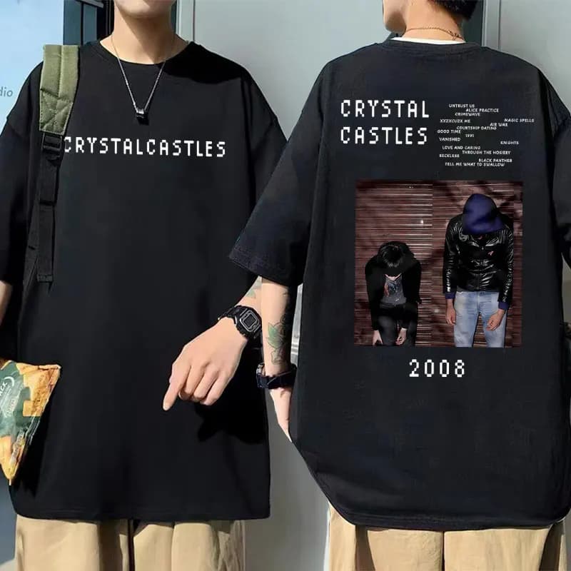 T-shirt grafiche Best Famous Crystal Castles da uomo, T-shirt gotica rock, T-shirt vintage da uomo, T-shirt oversize hip hop da uomo
