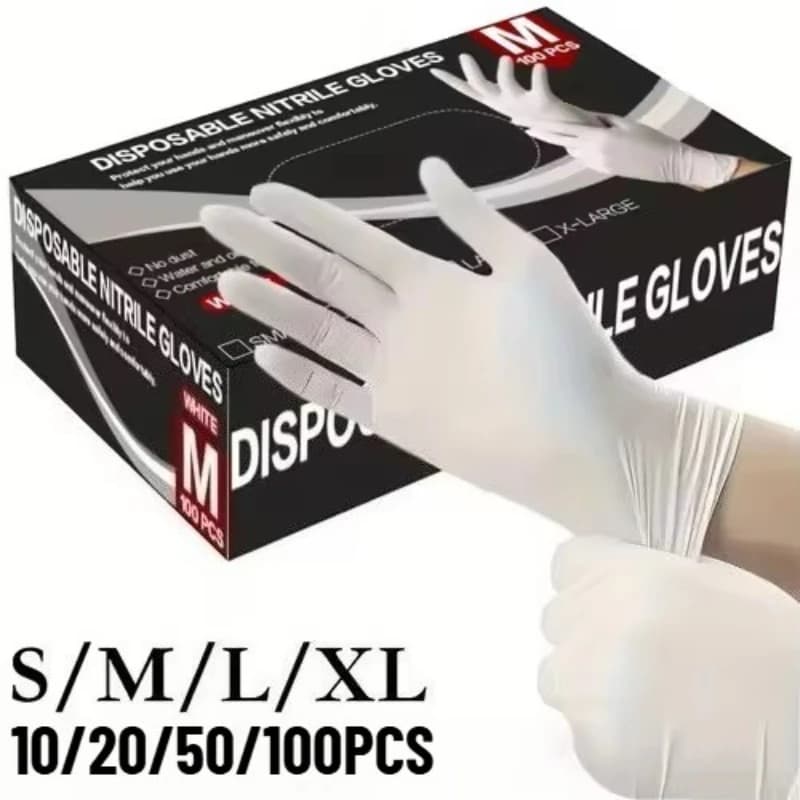 10/20/50/100PCS Guanti monouso in nitrile bianco Guanti da bagno per la pulizia della cucina Pulizia degli animali Parrucchiere Tatuaggio Strumenti di lavaggio auto