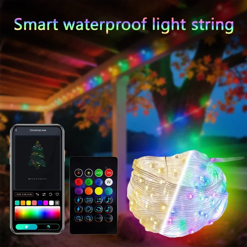 Lucine USB Bluetooth LED stringa APP telecomando RGBIC luci natalizie per feste luci d'atmosfera per decorazioni di nozze