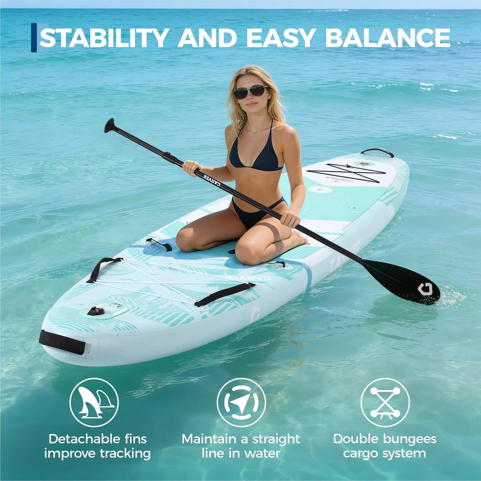 Tavola da Paddle Gonfiabile per Adulti e Ragazzi, Ultra-Leggera, Multiuso, Set Completo con Pagaia Regolabile, Zaino e Pompa Manuale per Sport Acquatici e Surf