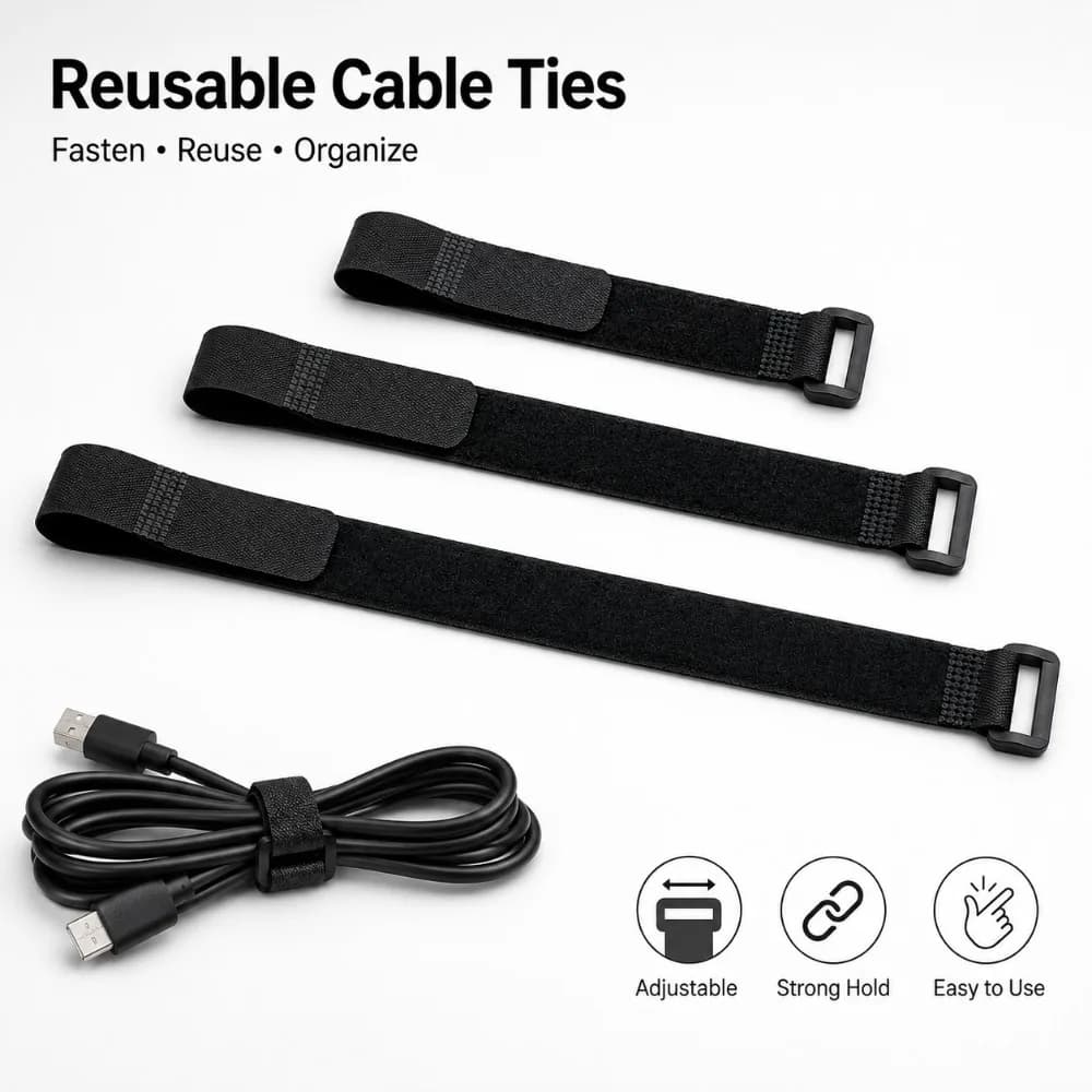 Reusable Hook and Loop Cable Ties 10/50pcs Adjustable Nylon Cord Straps Fasteners for Wire Management Home Office Use