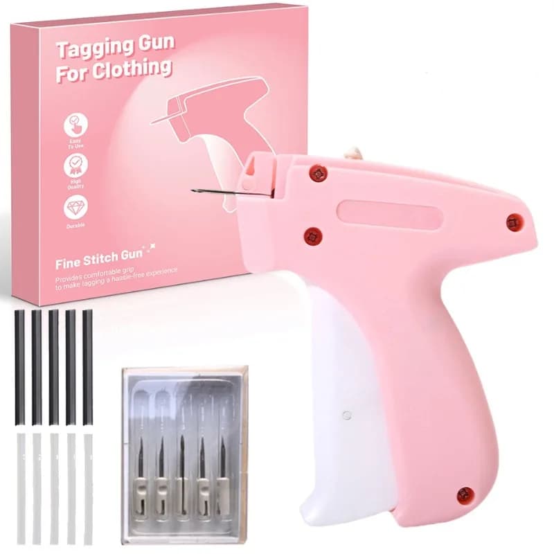Pistola per aghi e filo per abbigliamento Pistola adesiva portatile Porta abiti rapido Pistola per cucire Etichetta per abbigliamento con trapunta di fissaggio