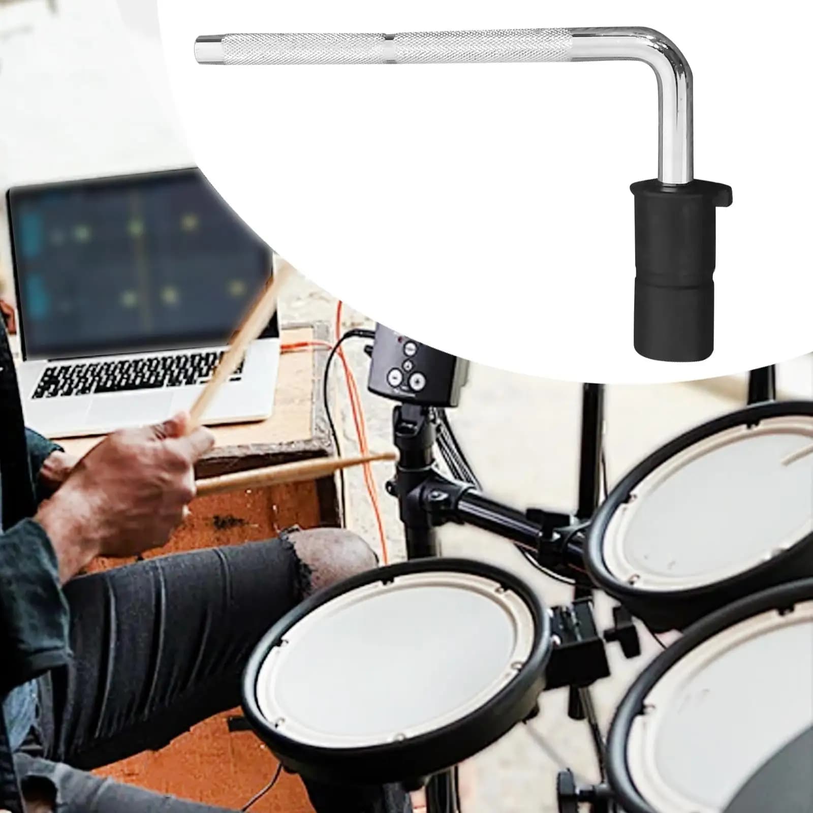 Braccio per batteria elettronica, hardware di montaggio a percussione, asta a L per bacchetta elettronica robusta e professionale per spettacoli teatrali