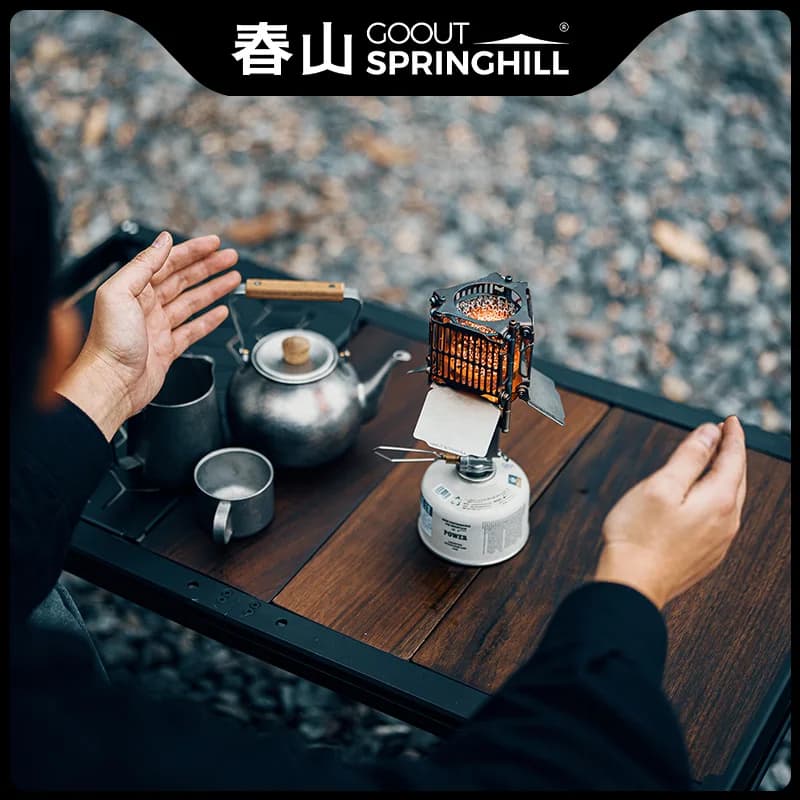 Goout Springhill Mini Stufa da Campeggio Portatile, Resistente all'Usura, da Tavolo, in Acciaio Inossidabile, per Riscaldamento