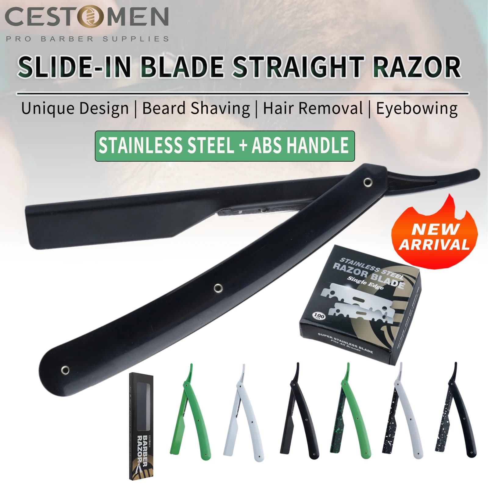 1PC New Design Scratch Razor Manual for Men, Stainless Steel Mimetic, with Support for Shaving Blade Barba