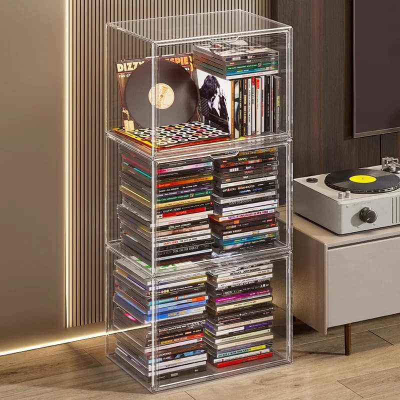 New Large capacity dust-proof book storage box photo album CD transparent desktop acrylic bookshelf magazine display cabinet